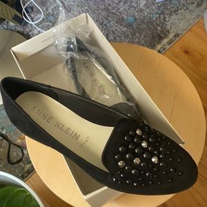 Anne Klein black embellished loafers